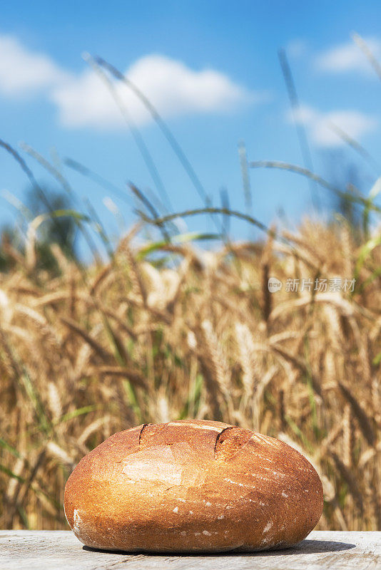 乡村面包，Bauernbrot, Vollkornbrot在蓝天下